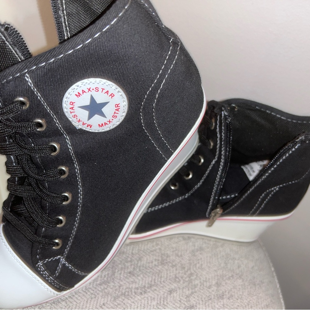 Women's Black and White High-Top Sneakers
